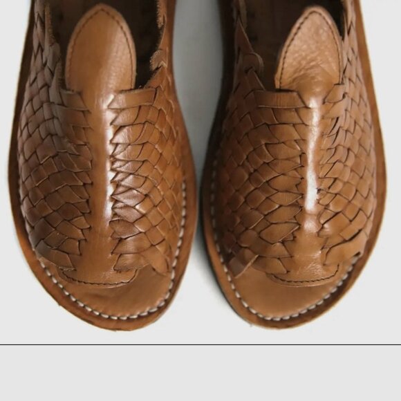 SIDREY Women Sandals Pachuco Style Handmade Color Coñac Brown Huaraches Size 8 - Picture 3 of 7